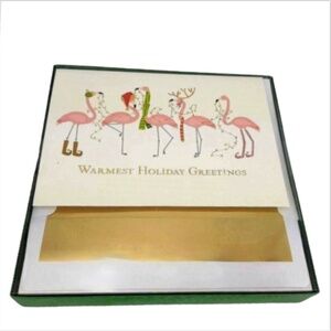 Pink Flamingo Christmas Greeting Card Box 18 Cards & Envelopes NIB